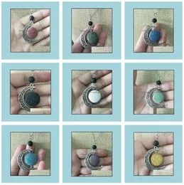 Pendant Necklaces 9 Styles Colorf Aromatherapy Lava Stone Moon Charms Essential Oil Diffuser Necklace Jewelry Drop Delive Dhseller2010 Dhos4