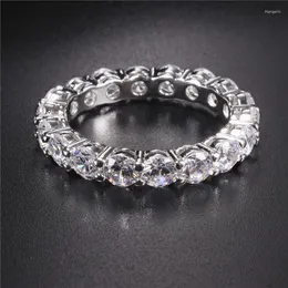 Anelli a grappolo Luxury 925 Silver Pave Impostazione Full Eternity Band Engagement Wedding for Women Men Diamond Platinum Ring JewelryLry Cluster Rita22