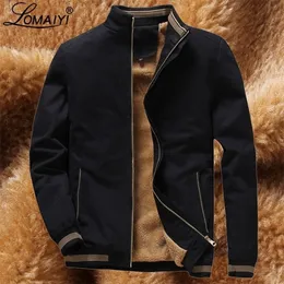 Lomaiyi Men's Winter JacketMen温かいフリースライニングコートメンズジャケットとコート男性ウィンドブレーカーブラックカジュアルジャケットマンT200319