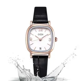 Luxury womens watches Square waterproof designer ladies leather belt calendar ins college style Korean version of the simple student watch female jhfdh