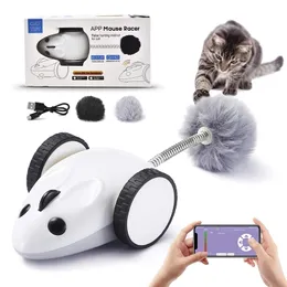 Smart Mouse Racer Interaktives Katzenspielzeug APP Ferngesteuertes automatisches USB-Laden 360-Grad-elektrisches Katzenfeder-Kätzchenspielzeug 220510