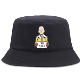 Free Punch Cartoon One Punch Man Fischerhüte Outdoor Unisex Strand Sonnenkappe Faltbare Hip Hop Eimer Hut Sonnenschutz Panama Caps 220812