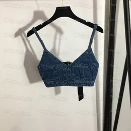 Canotte corte da donna di lusso Canotte sexy in denim con fionda Canotte vintage stile street