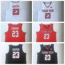 Sj98 NCAA Texas Tech 23 Jarrett Culver College Basketball genähtes Herrentrikot weiß rot schwarz Top-Qualität