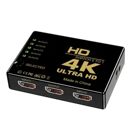 HDTV Switch 5 In 1 Out HD Splitter 5x1-kontakter med IR-fjärrkontroll stöder 4K 3D 1080P Switcher för PS4 Xbox Blu-ray-spelare