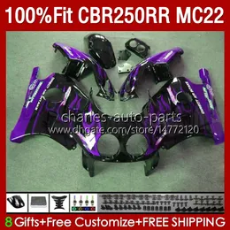 Injektion MC22 250CC för Honda CBR250 Lila Flames CC CBR 250RR 250 RR 90 91 92 93 94 95 1996 1997 1998 1999 131NO.247 CBR250RR 1990 1991 1992 1993 1995 96 97 98 99 FAIRING