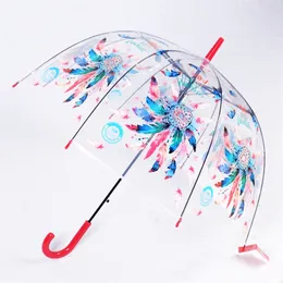 Safetbet barn fjäder paraply söt enhörning paraplyer apollo transparent paraply semi automatisk tecknad paraply för barn 220707