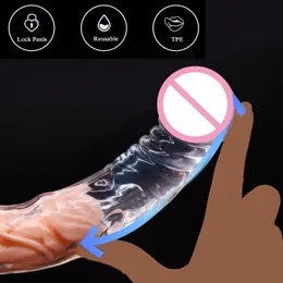 Extensor de manga pene reutilizable condones reutilizables juguetes sexyuales para hombres ampliador transparentecarne