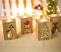 Christmas Wood Christmas tree Gift box Letter Elk Candle Holder Candlestick Table Lamp SN4816