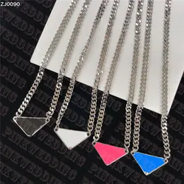 Triangle Badge Necklace Simple Sterling Silver Pendant Designer Letter Necklace Thick Chain Hip Hop Necklaces