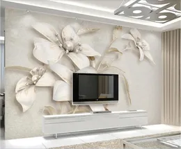 Wall covering custom wallpaper mural atmospheric light luxury three-dimensional jewelry flower wallpapers 3D TV sofa background wall