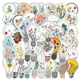 50Pcs Cartoon Bulb Shaped Flower Stickers Bulb Vase Graffiti Kids Toy Skateboard Car Motorcycle Bicycle Sticker Decals