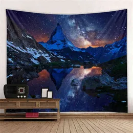 Vacker galaxmatta vägg hängande filt vägg tyg vägg mattor landskap berg stjärnhimmel psykedelisk matta sovsal j220804