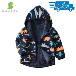 SVOLTE PARA 2-7 anos de garoto e garoto de garoto de linhas de peles com capuzes de peles Jackets fofos de camisolas fofas de menino roupas impressas para o inverno LJ201216