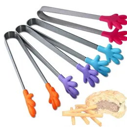 Katze Haustiere Feeder Bar Werkzeuge Niedliche kreative kleine Silikon Clip rutschfeste Edelstahl Mini Lebensmittel Eis Quadrat Suger BBQ Zangen Clips Küchenprodukte FY5348 P0714x2