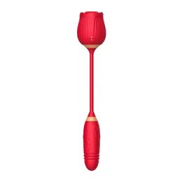 2 I 1 Dildo Sex Toy Rose Vibrator med hoppande ägg dubbelhuvuden G-spot vibration suger vibratorer vuxna produkt