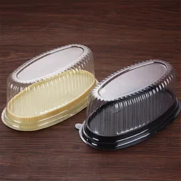 Gold Black Transparent Oval Plastic Cake tools Mousse Packing box Cupcake Cheese Pastry Cream Container Case Wedding Festive Occasions