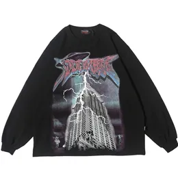 Lighting Graphic Long Sleeve T Shirts Gothic Punk Rock Tees Men Hip Hop Streetwear Goth Fall Trending Clothes Top T Shirts 220507