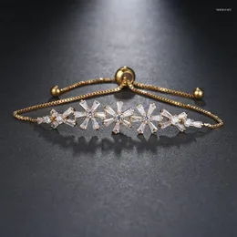 Bracelets de charme vintage Pétalas de zircão hexagonal para mulheres Moda Moda Gold Color Bracelet Trendy Jewelry GiftCharm Lars22