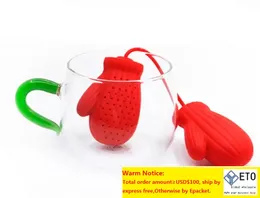 NEW Special Design Home Santa Claus Gloves Shape Tea Filter Interesting Silicone Tea Coffee Infuser Filter Best New Years Gift