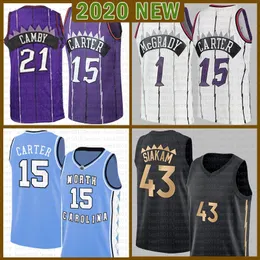 2021 New Vince 15 Carter Basketball Jersey Pascal 43 Siakam Men Kyle 7 Lowry Mesh Retro Tracy 1 McGrady Youth Kids Marcus 21 Camby Blue