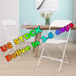 US Stock New Plastic Folding Chairs Wedding Party Evenemang Stol Commercial White Fast Deliver Weight Capacity Bekvämt stolljusvikt