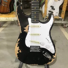 Relic ST Electric Guitar ASH Body Rosewood Fingerboard Black Color 100% Manmade High Quality Guitarar