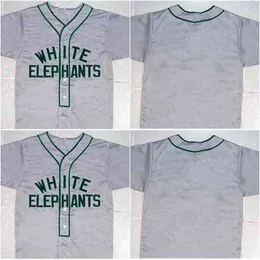 XFRSP Mężczyźni Denver White Elephants Button-Down Jersey Negro League Gray All Szyte ścieg Szyte Wysokiej Jakości Wędkarskie Koszulki