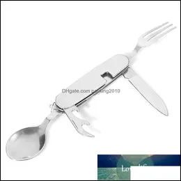 Altro Stoviglie Cucina Sala da pranzo Bar Casa Giardino 4 in 1 Cucchiaio pieghevole Coltello Forchetta Apribottiglie Set di stoviglie in acciaio inossidabile Cam per esterni