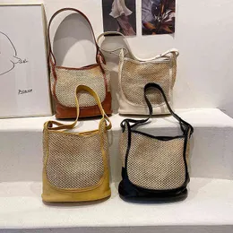 Summer Bag Popular Women's Fashion Straw Woven Portable One Shoulder Mother and Son Messenger Bag 220614