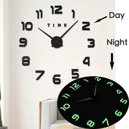 Zegar ścienny 3D Luminious Watch S Horloge DIY Acryl Mirror Naklejki Luminova Quartz RelOJ de Pared Y200110