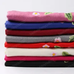 Bordado de cashmere lenço xales mulheres hijabs de inverno borla