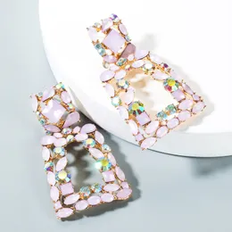 Exaggerated Fashion Temperament Trapezoidal Resin Diamond Earrings Ladies Dream Full Diamond Earrings CX220402