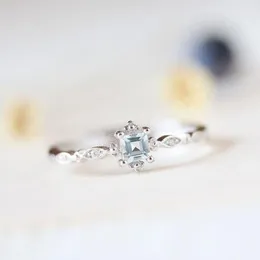 Kvinnor Silver Cubic Zirconia Ring Bridal Wedding Engagement Fine Jewelry Diamond Engagement Rings
