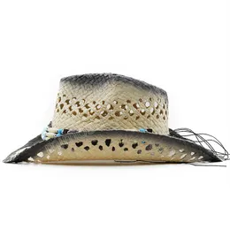 Women Straw Cowboy Hat For Men Classic Hollow Out Unisex Curled