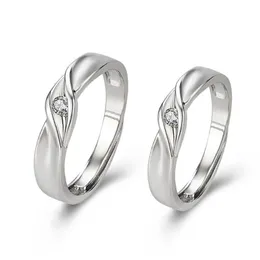 Bröllopsringar 1Pair Justerbar kopparpläterad silver Creative Simple Tender As Water Twist Par Finger Jewelry Wholesale