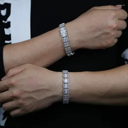 Link łańcuch hurtowy 2022 Hip Hop lodowy Bling cz Tennis Charm Bracelets for Women Men Men Square Cubic Zirconia Cluster Łaski biżuterii
