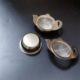 Yeniden kullanılabilir içecek çaydanlık aksesuarları paslanmaz çelik çift çay örtüsü infüzer çay süzgeci
