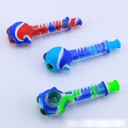 독특한 자이로 필터 물 파이프 다채로운 실리콘 파이프 물 담뱃대 흡연 액세서리 유리 봉지 Dab rigs 오일 조작 SP331