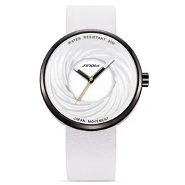 2022 Sinobi Fashion Watch Women Big Dial Creative Eddy Design Wysokiej jakości skórzany pasek biały zegarki Casual Relojes para mujer na rękawe Montre de lukse prezent n3