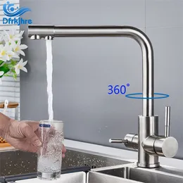 Küchenarmatur Filter Reinheit Trinkwasser Küchenspüle Mischbatterie Beige mit Punktreinigung Wasserhähne Wasserhahn Doppelgriff T200812