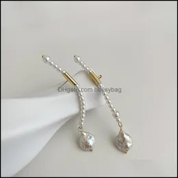 Dangle Chandelier Earrings Jewelry Tiny Faux Pearl Decor Long Drop For Women Party Irregar Flat Fresh Dhgvn