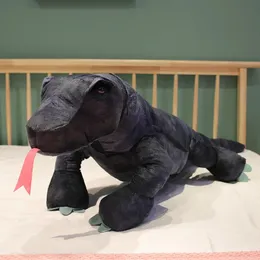 40 cm 60 cm 80 cm riesige Komodo-Drachen Puppe Spielzeug wie echte gefüllte gehende schwarze Plüschtier rote Zunge Jungen Geschenk LA367