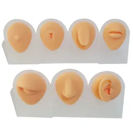 Flexible Silicone Body Jewelry Display Piercing Practice Mould Puncture Exercises Mold with Acrylic Stand