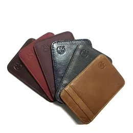 Fashion 100 Genuine Leather Thin Bank Credit Case Mini Wallet Men Bus Holder Cash Change Pack Business Id Pocket