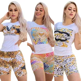 Designer chique feminino tracksuits esportes conjunto mulher 2 peças carta padrão dois peice conjuntos de correspondência sexy festa de aniversário roupas festival roupas de férias