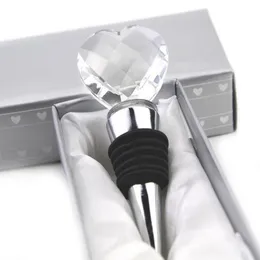 Wholesale Bar Tools 100PCS Elegant Crystal Heart Wine Stopper Silver Box Barware Favors Anniversary Event Party Gifts SN4563