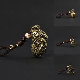 Keychains Handmade Rope Lucky Feng Shui Hanging Vintage Brass Bodhi Pixiu Bag Keychain Pendant Jewelry Gourd Car Key Chain AccessoriesKeycha