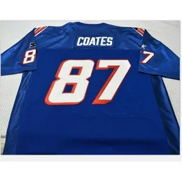 Chen37 RARE Goodjob BLUE WHITE #87 Ben Coates Game Worn RETRO Jersey 1990 With Team College Jersey Size S-5XL or custom any name or number jersey