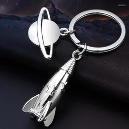 Keychains Men Hip-hop 3D Metal Rocket Pendant Key Chain Car Space Astronaut Keychain Universe Stars Ring Boys Jewelery Llaveros Gift Smal22